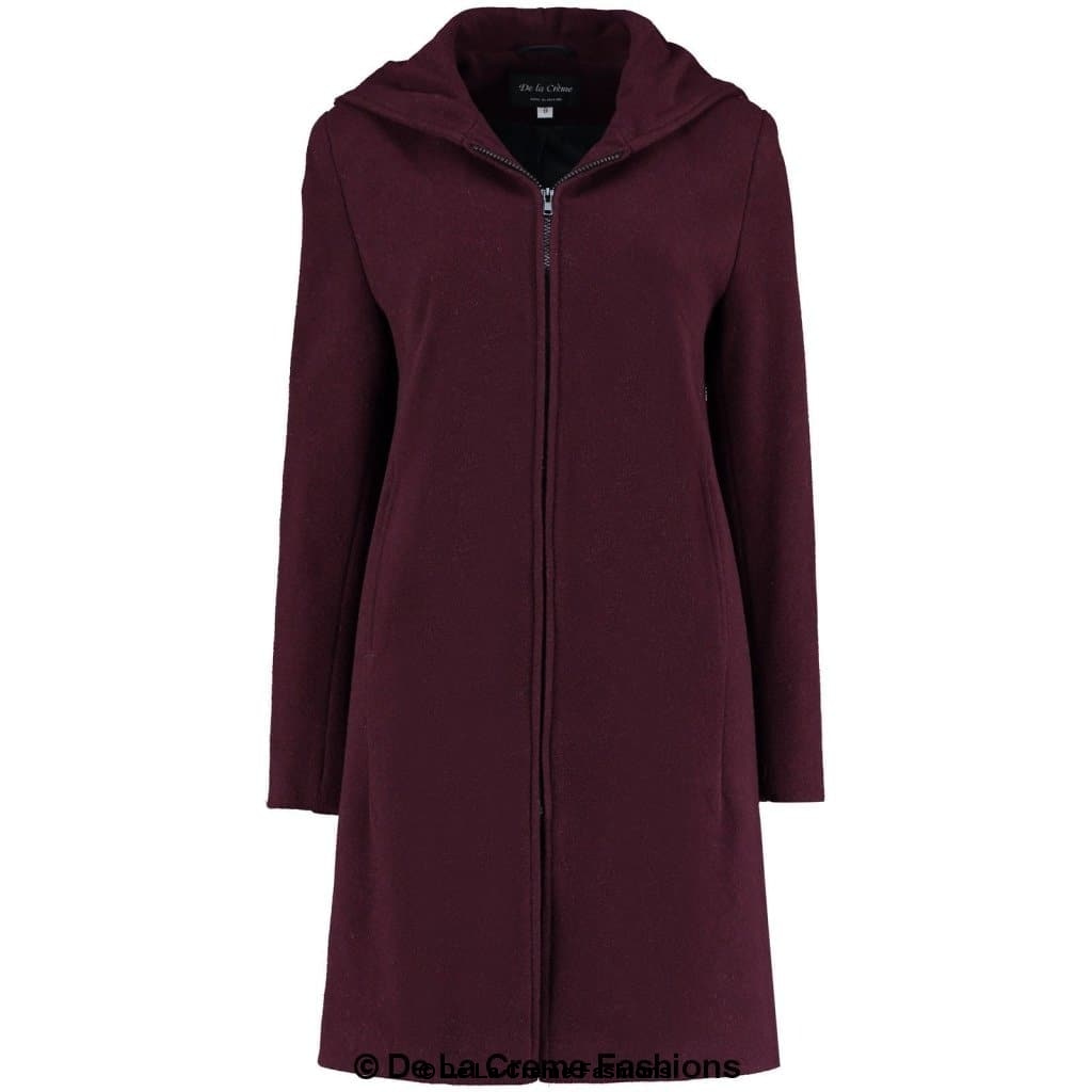 De La Creme - Women's Wool Blend Hooded Zip Coat - My Store