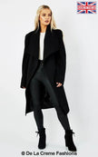 De La Creme Womens Wool Blend Large Lapel Duster Coat - My Store