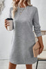 Apricot Textured Long Sleeve Mini Shift Dress - My Store