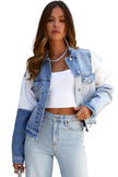 Sky Blue Denim Hem Jacket - My Store