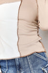 Double Take Color Block Exposed Seam Top - My Store