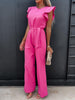 Ruffled Round Neck Cap Sleeve Jumpsuit - My Store