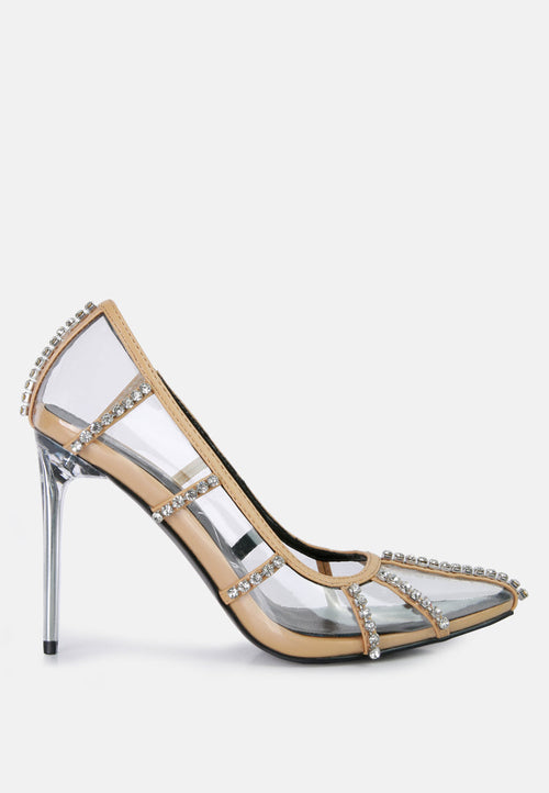 Diamante Clear Stiletto Heel Pumps - My Store