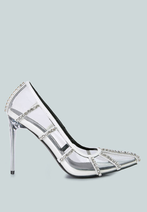 Diamante Clear Stiletto Heel Pumps - My Store