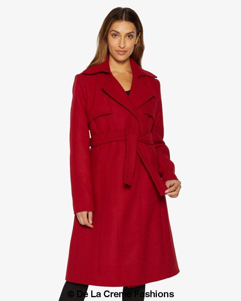 Dina Lapel Collar Duster Coat With Belt - My Store