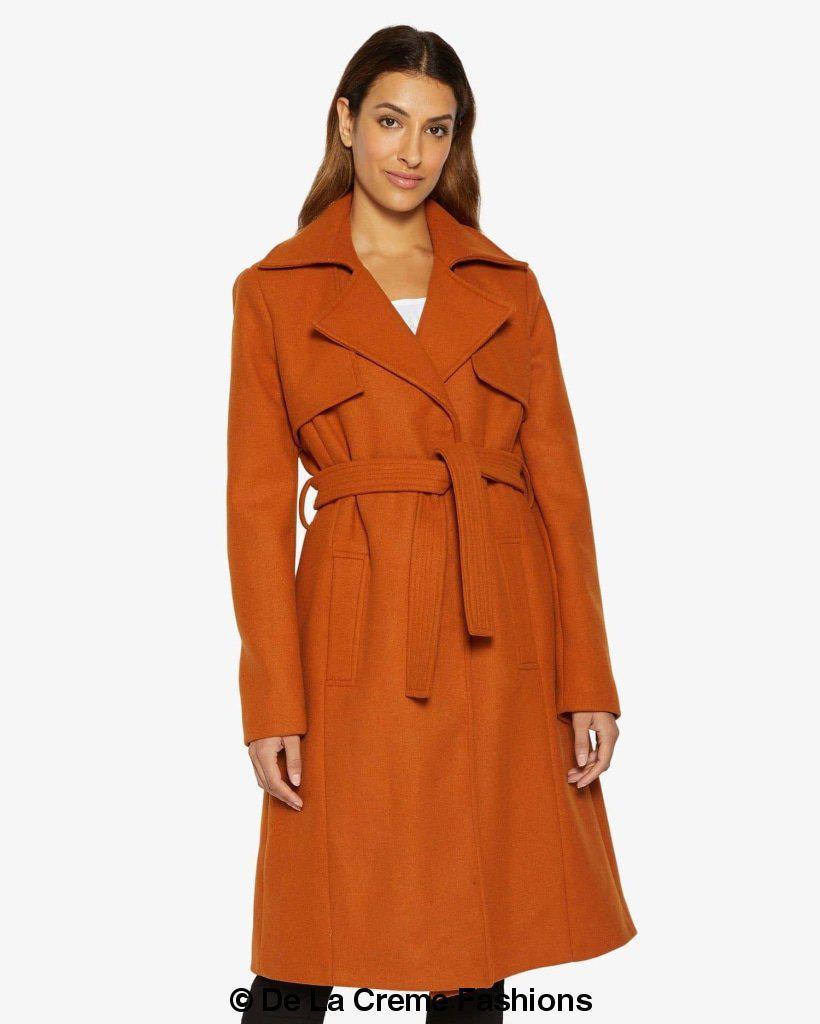 Dina Lapel Collar Duster Coat With Belt - My Store