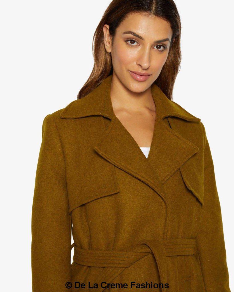 Dina Lapel Collar Duster Coat With Belt - My Store