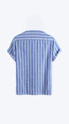 Blue Short Sleeves Striped Shirt - My Store