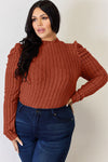 Basic Bae Full Size Ribbed Mock Neck Puff Sleeve T-Shirt - My Store