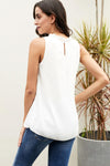 Chic White Ruffle Trim Neckline Tank Top - My Store