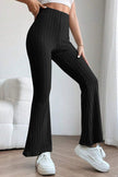 Basic Bae Full Size Ribbed High Waist Flare Pants - My Store