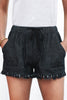 Casual Black Pocketed Frayed Denim Shorts - My Store