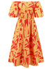 Printed Off-Shoulder Balloon Sleeve Dress - My Store