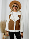 Pocketed Sherpa Zip Up Long Sleeve Jacket - My Store