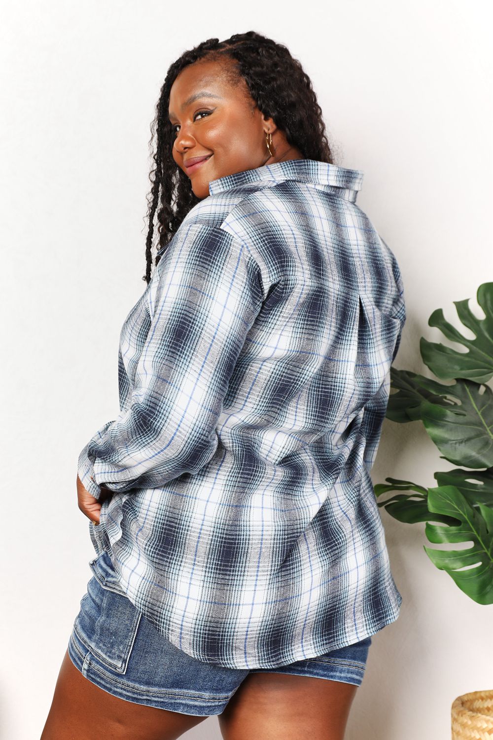 Double Take Plaid Dropped Shoulder Shirt - My Store