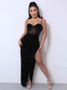 Sequin Spliced Mesh Adjustable Strap Dress - My Store