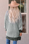 Gray Plaid Knitted Long Open Front Cardigan - My Store