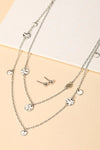 Layered Chain Coin Station Necklace Ball Earring Set - My Store