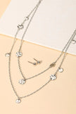 Layered Chain Coin Station Necklace Ball Earring Set - My Store