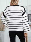 Striped Round Neck Long Sleeve Sweater - My Store