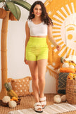 Lime High Waist Two Pocket Shorts - My Store