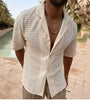 Men's Solid Color Knit Lapel Shirt