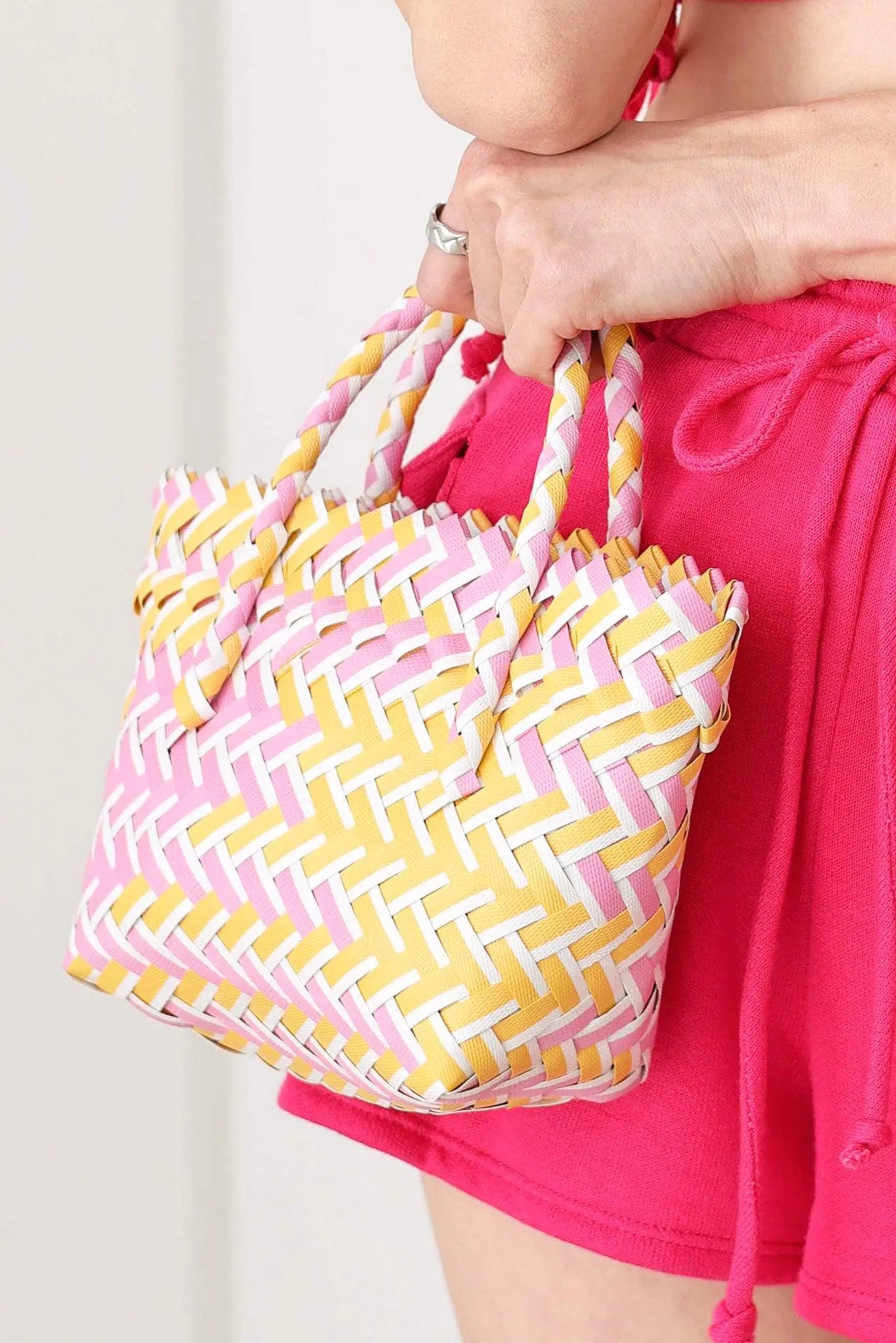 Basket Wave Woven Beach Tote Bag