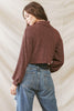 Red Brown Knit Ribbed Stitch Detail Turtle Neck Top /1-2-2-1 - My Store