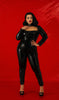 Women's Shiny Patent Leather Catsuit in Black Sexy Latex Bodysuit with - My Store