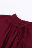 Wine V Neck Long Sleeve Ruffle Tiered Mini Dress - My Store