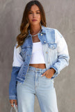 Sky Blue Denim Hem Jacket - My Store