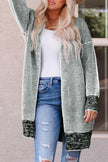 Gray Plaid Knitted Long Open Front Cardigan - My Store