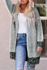 Gray Plaid Knitted Long Open Front Cardigan - My Store