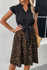 Black Flutter Sleeve Bodice Splicing Leopard Print Dress - My Store