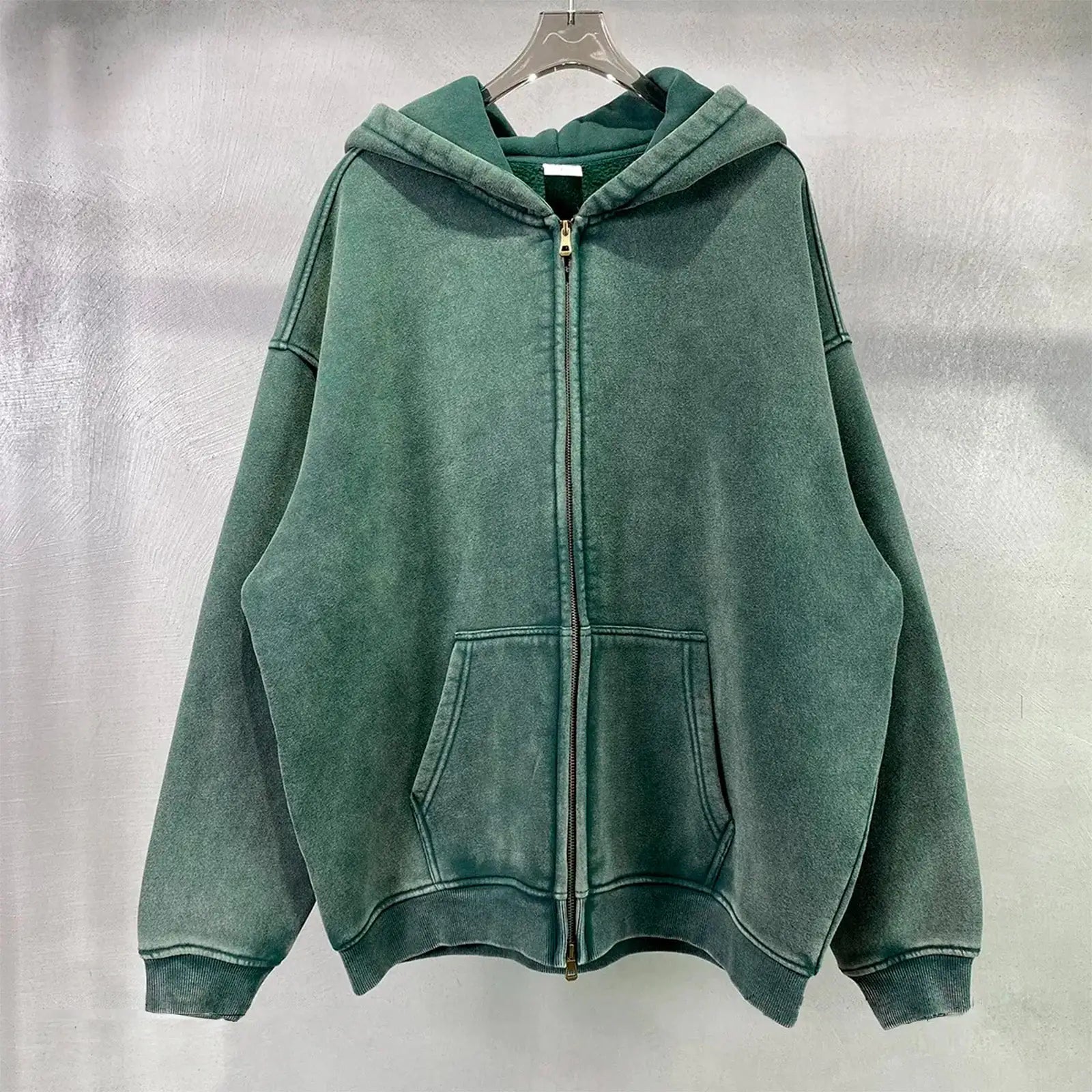 Loose Fit Washed Zip Up Hoodie - My Store