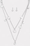 Layered Chain Coin Station Necklace Ball Earring Set - My Store