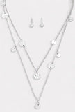 Layered Chain Coin Station Necklace Ball Earring Set - My Store