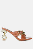 Evelane Metallic Chain Rhinestone Sandals - My Store