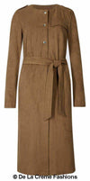 Ex Per Una - Womens Tan Brown Suedette Longline Duster Coat - My Store