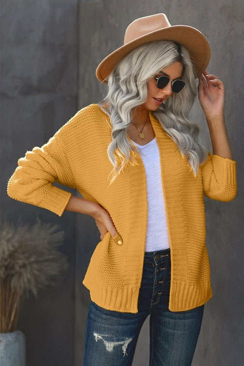 Women's Yellow Open Front Chunky Knit Cardigan - My Store