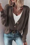 Dark Khaki Open Knit Drop Shoulder Sweater Cardigan - My Store