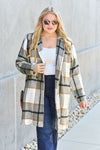 Double Take Full Size Plaid Button Up Lapel Collar Coat - My Store