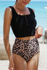 Black Square Neck Sleeveless Fashion Print Tankini Set - My Store