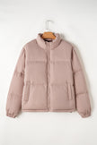 Apricot Pink Full Zipper Quilted Puffer Jacket - My Store