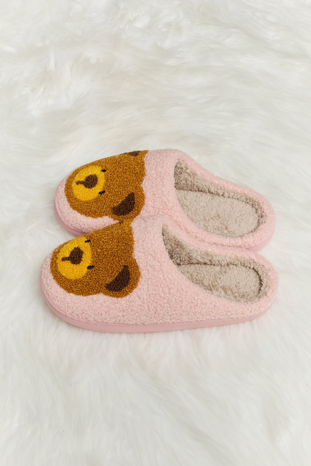 Melody Teddy Bear Print Plush Slide Slippers - My Store