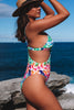 Multicolor Leopard Kiss Print Asymmetric Cutout One Piece Swimwear - My Store