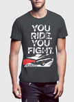 YOU RIDE YOU FIGHT Half Sleeves Black & Charcoal Tshirt - My Store