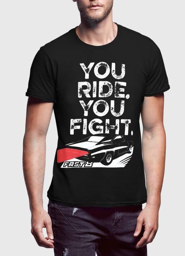 YOU RIDE YOU FIGHT Half Sleeves Black & Charcoal Tshirt - My Store