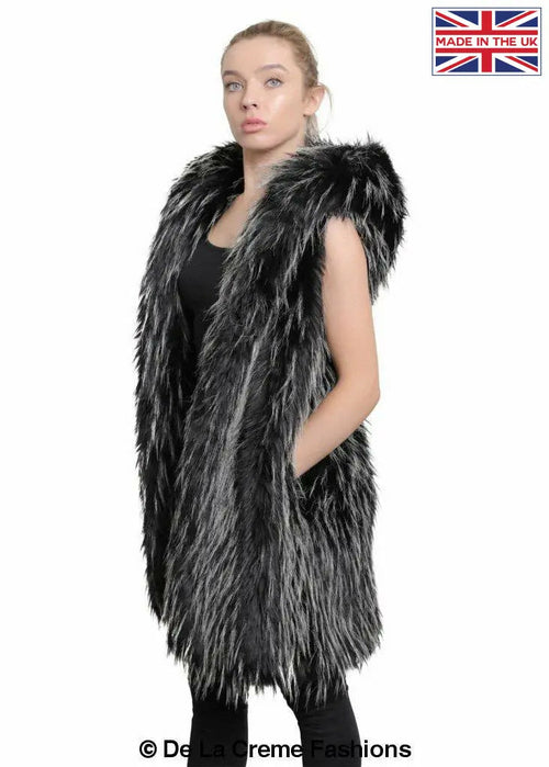 Faux Fur Hooded Gilet - My Store