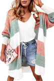 Green Colorblock Stripe Open-Front Cardigan - My Store